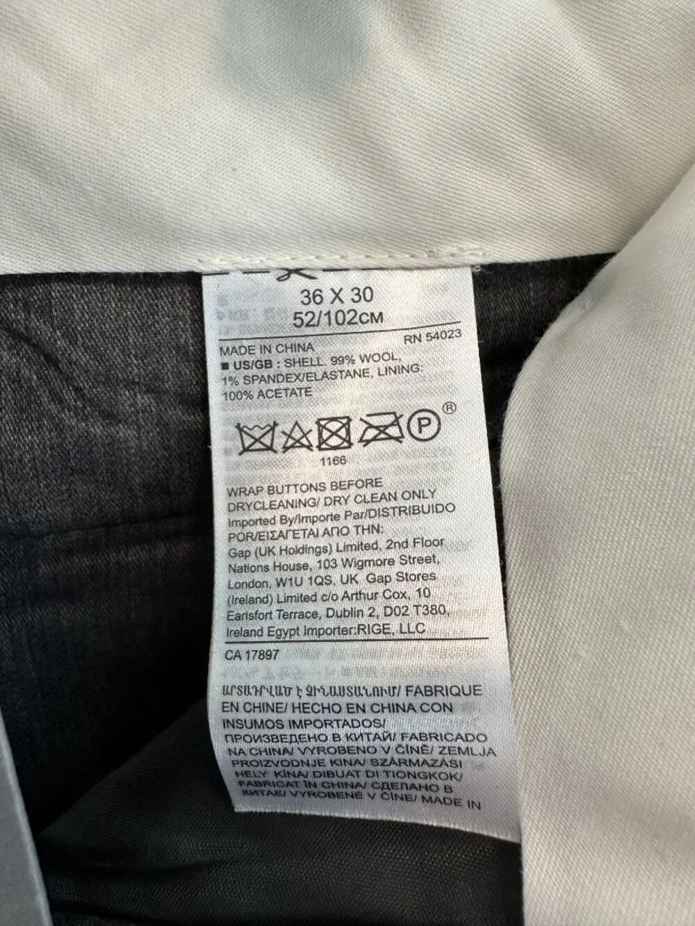 NWT Banana Republic Men’s Tessuto Premium Wool Dress Pants Charcoal Size 36x30